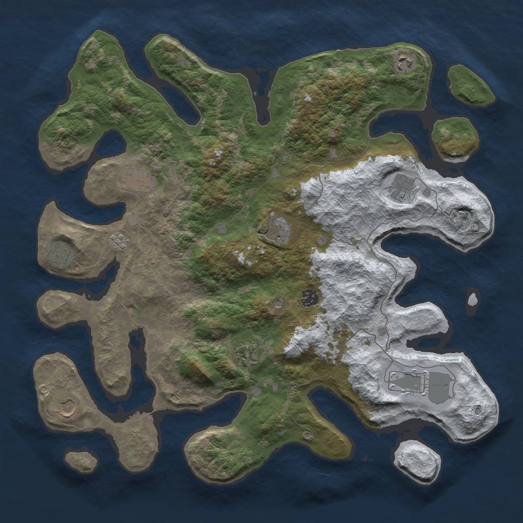 Rust Map: Barren, Size: 4500, Seed: 5191448, 13 Monuments