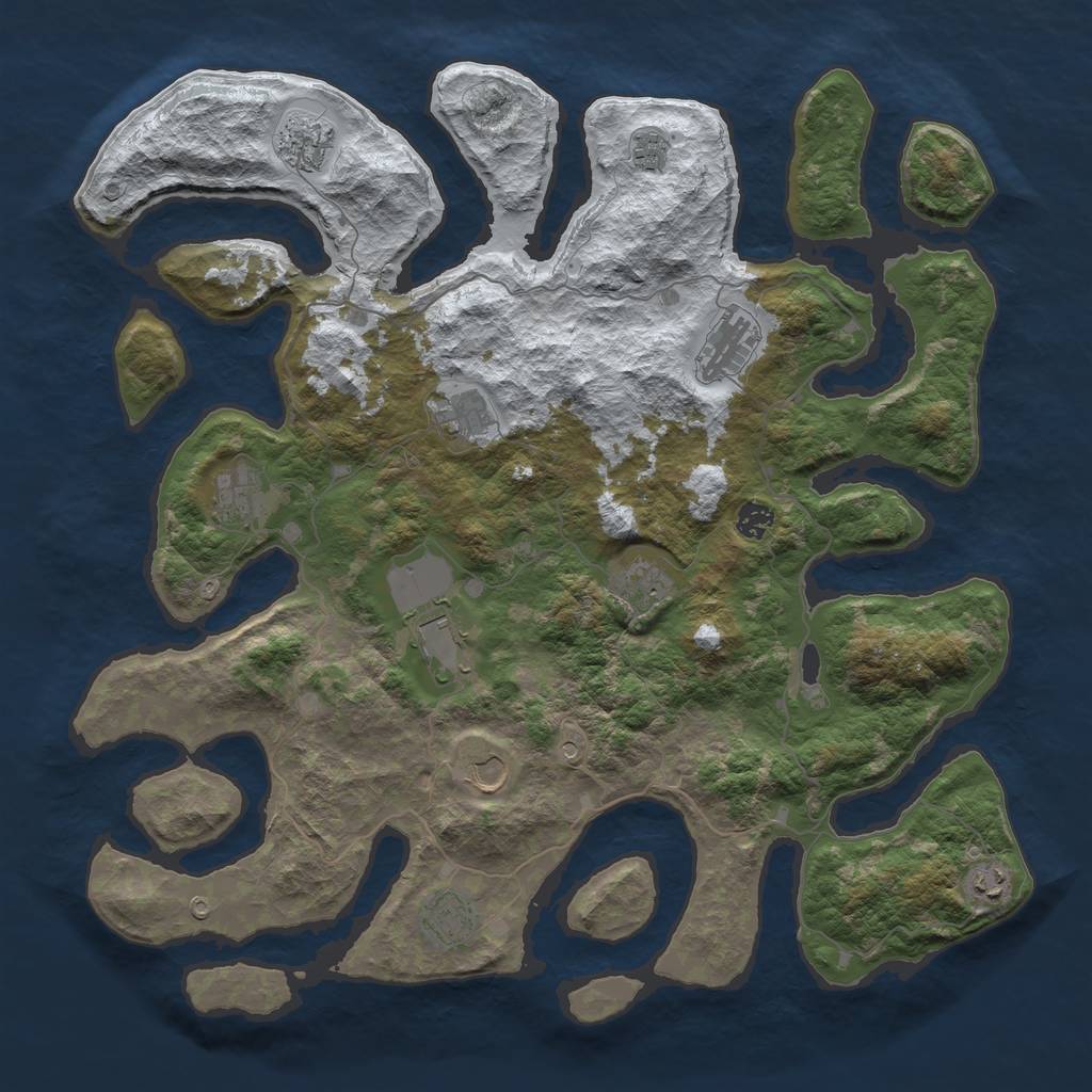 Rust Map: Barren, Size: 4500, Seed: 5486534, 14 Monuments