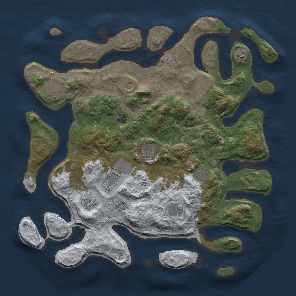 Rust Map: Barren, Size: 4500, Seed: 6033726, 14 Monuments