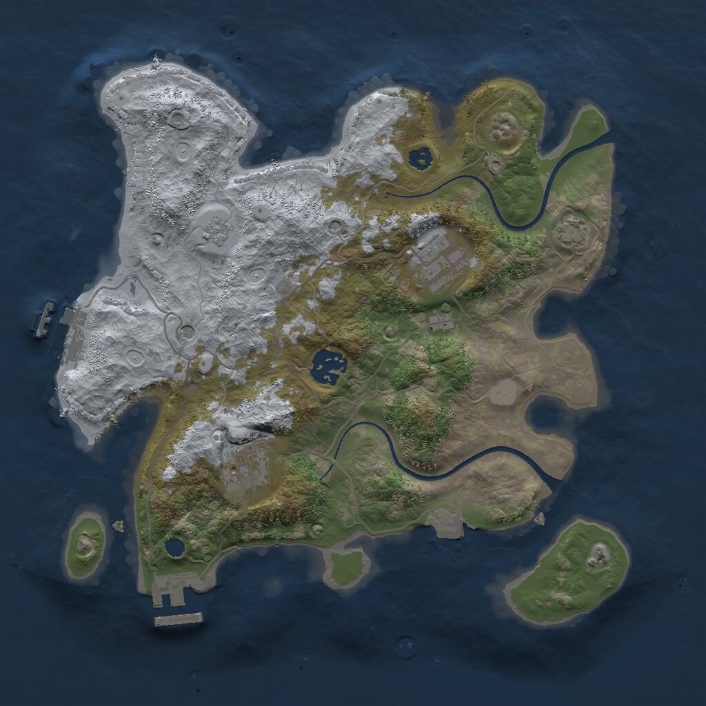 Rust Map: Procedural Map, Size: 3000, Seed: 624162, 9 Monuments