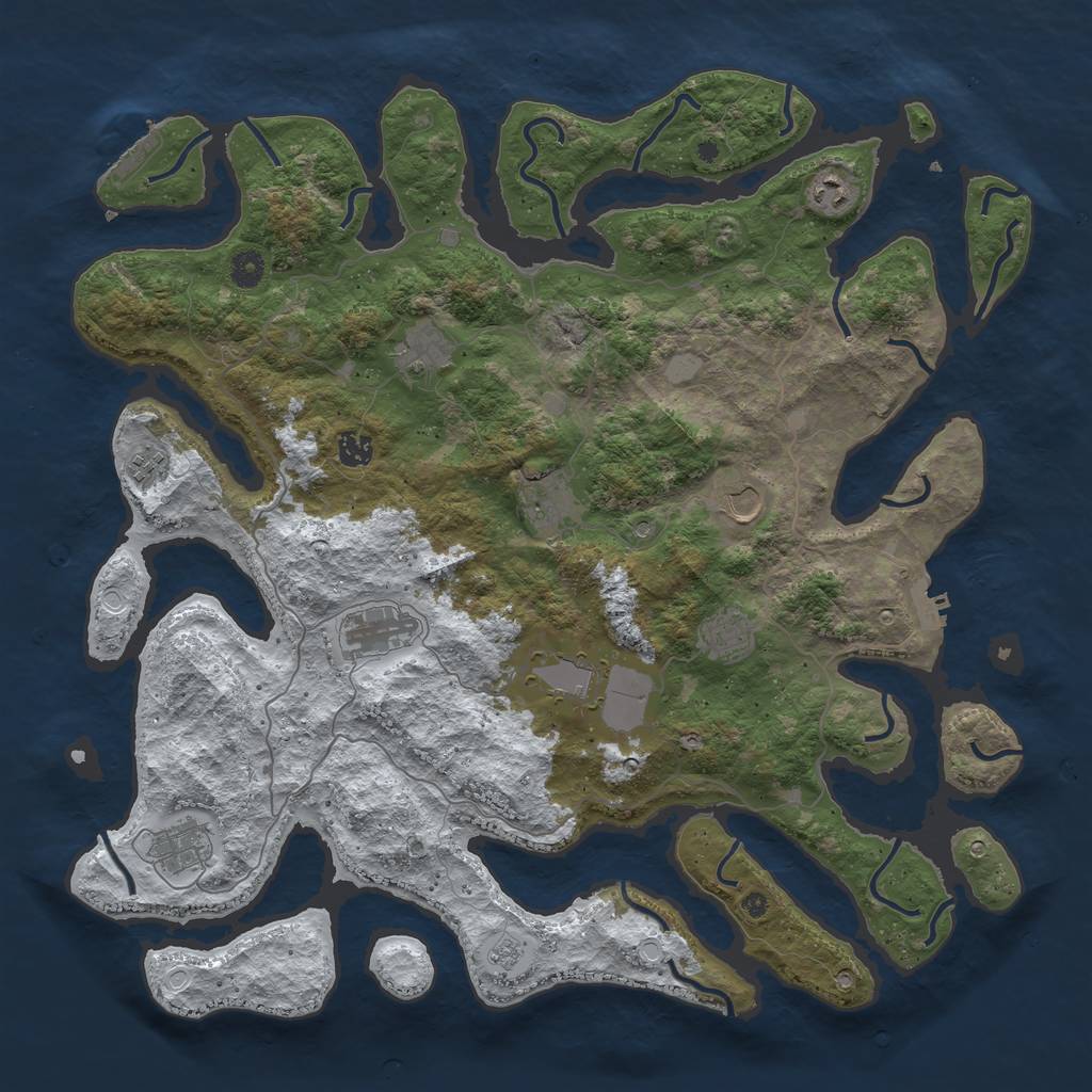 Rust Map: Procedural Map, Size: 4500, Seed: 6375464, 19 Monuments