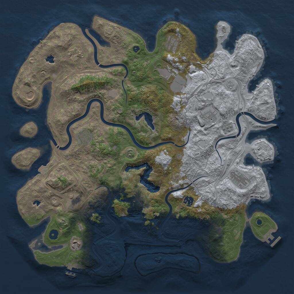Rust Map: Procedural Map, Size: 4500, Seed: 3736964, 17 Monuments