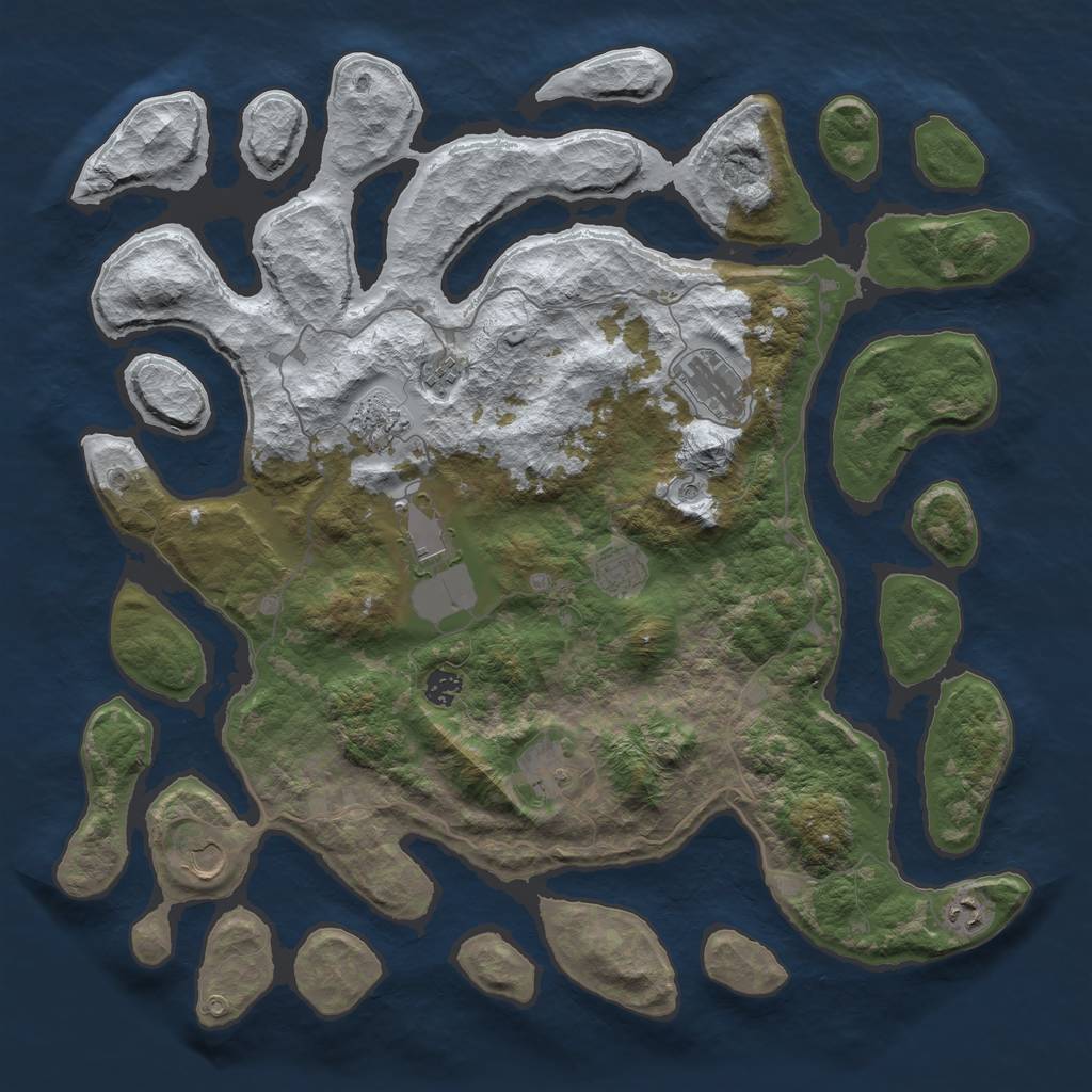 Rust Map: Barren, Size: 4500, Seed: 1824334, 12 Monuments