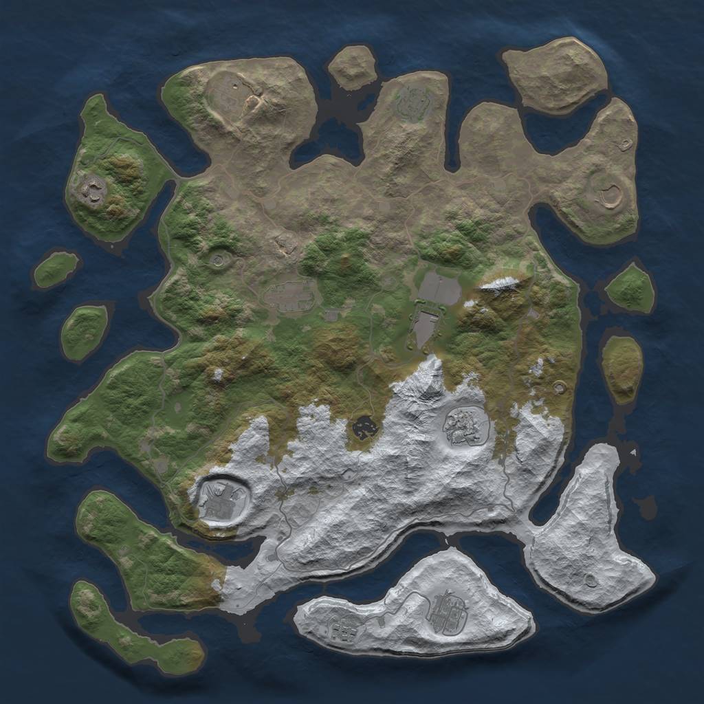 Rust Map: Barren, Size: 4500, Seed: 1983195, 14 Monuments