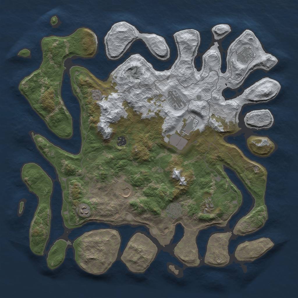 Rust Map: Barren, Size: 4500, Seed: 2555104, 12 Monuments