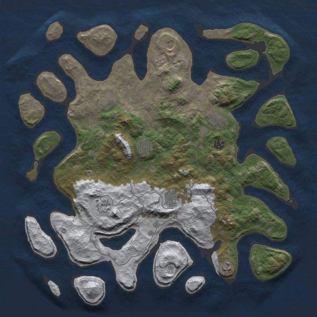 Rust Map: Barren, Size: 4500, Seed: 5707869, 12 Monuments