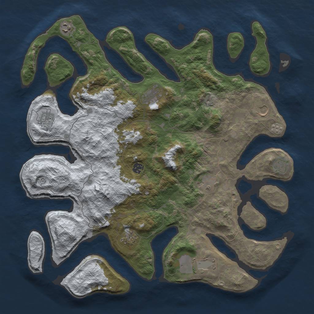 Rust Map: Barren, Size: 4500, Seed: 1918980, 13 Monuments