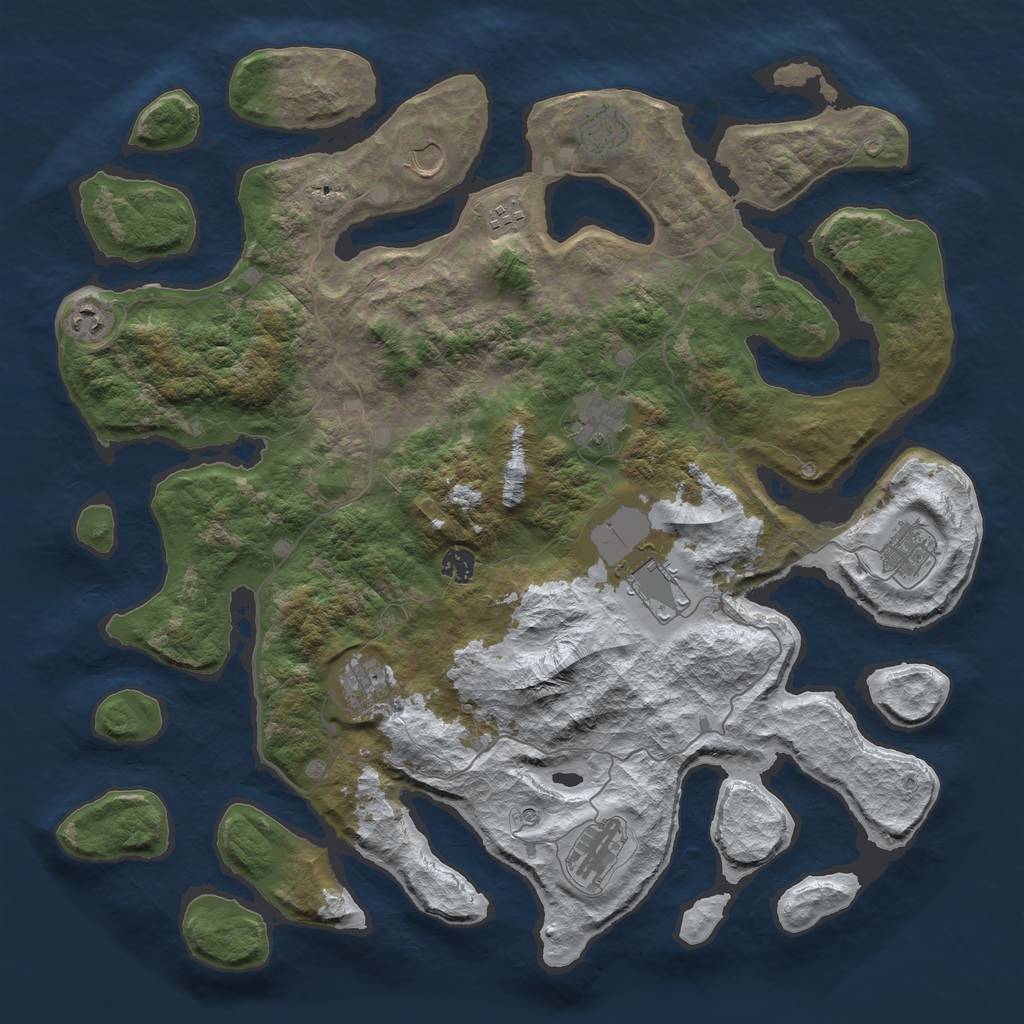 Rust Map: Barren, Size: 4500, Seed: 2351069, 13 Monuments