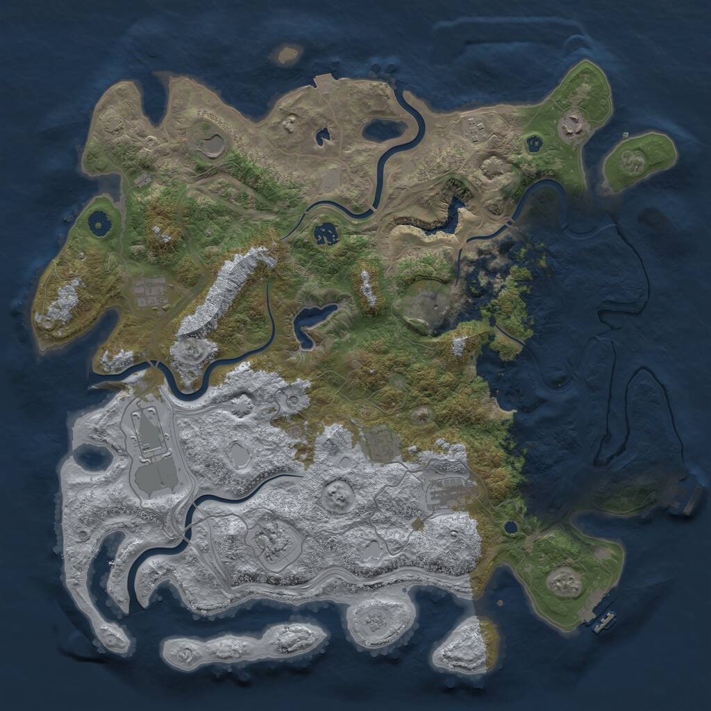 Rust Map: Procedural Map, Size: 4500, Seed: 4910380, 16 Monuments