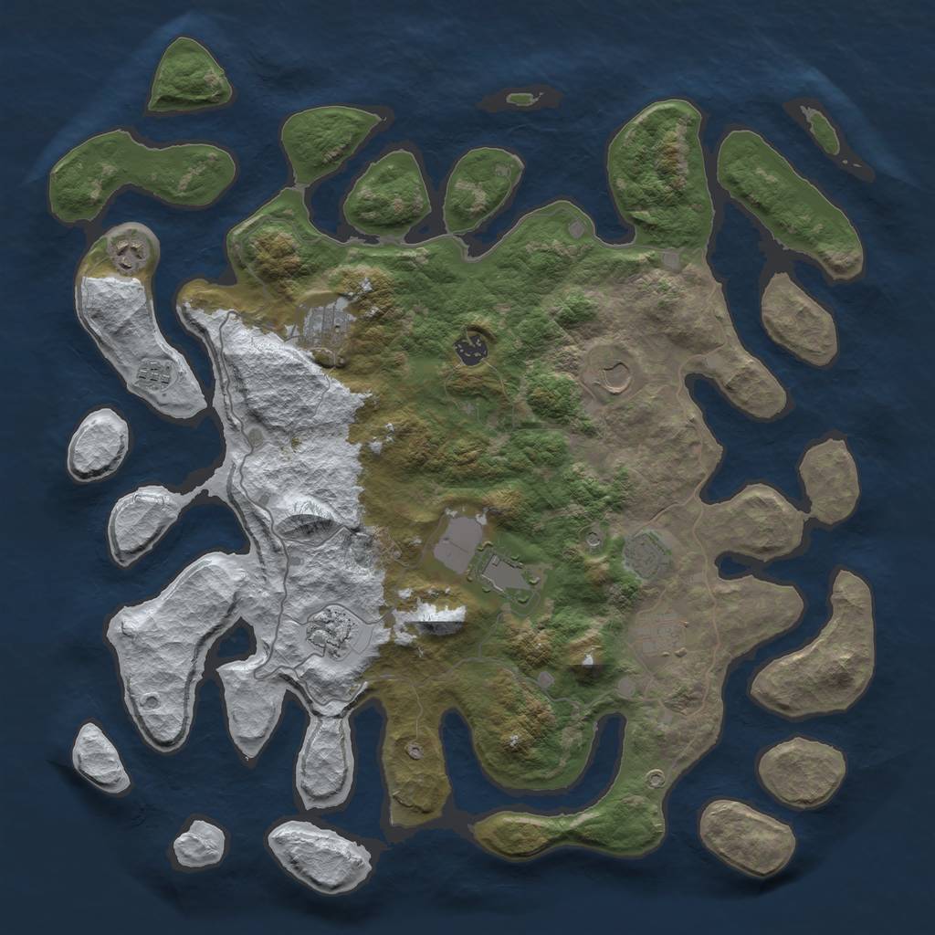 Rust Map: Barren, Size: 4500, Seed: 1139680, 12 Monuments