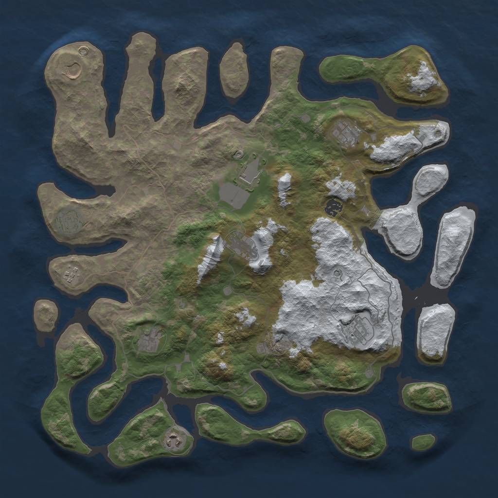 Rust Map: Barren, Size: 4500, Seed: 419316, 13 Monuments