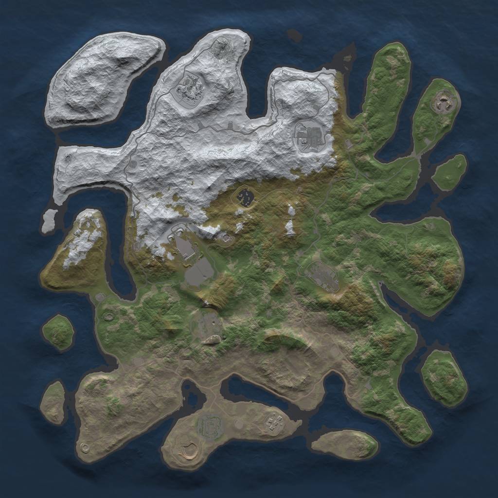 Rust Map: Barren, Size: 4500, Seed: 2130703, 13 Monuments