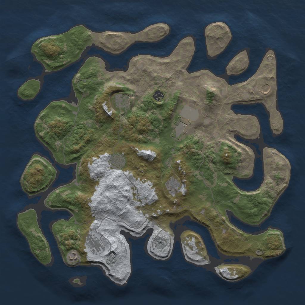 Rust Map: Barren, Size: 4500, Seed: 2041171, 12 Monuments
