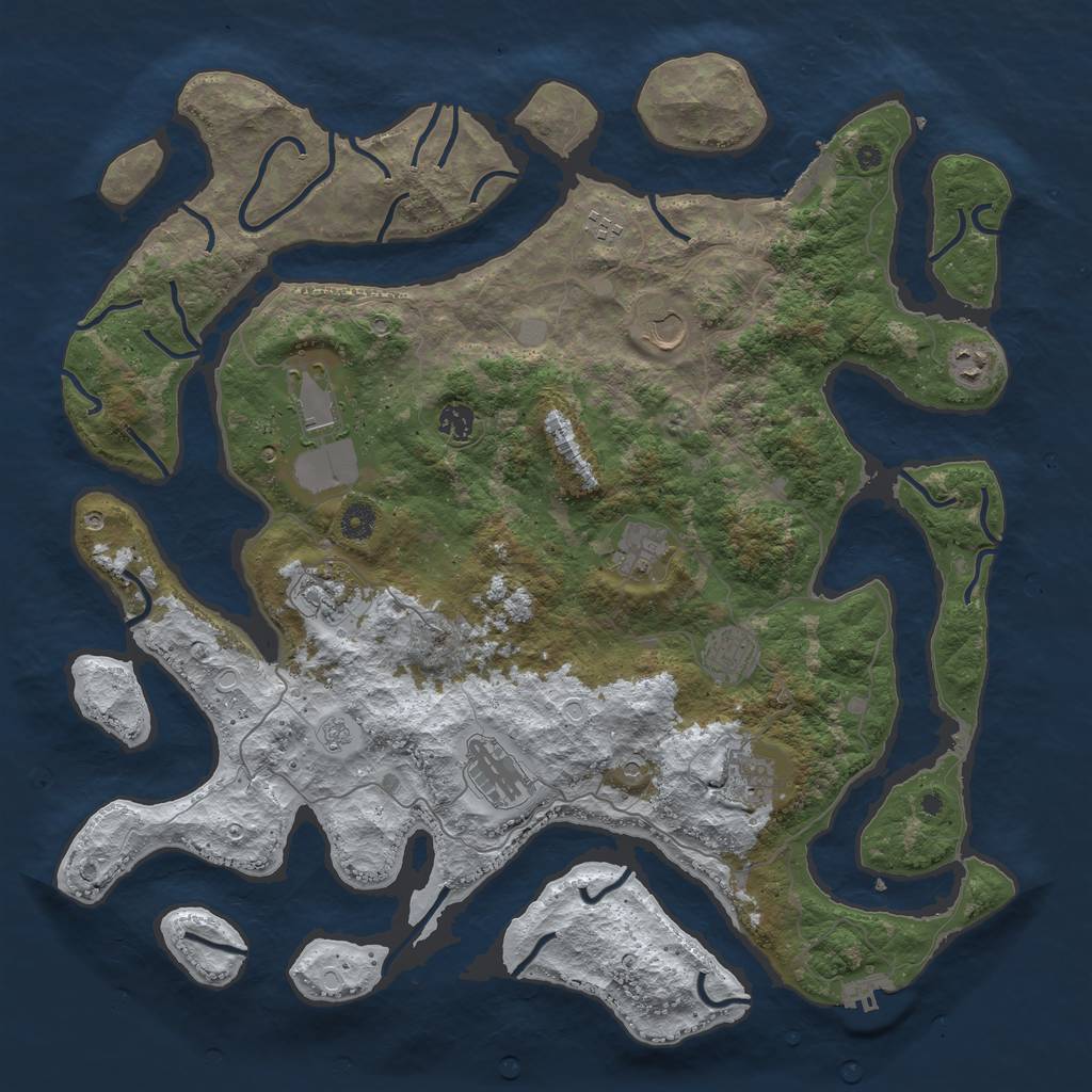 Rust Map: Procedural Map, Size: 4500, Seed: 3995860, 19 Monuments