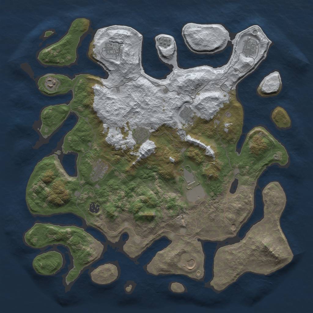 Rust Map: Barren, Size: 4500, Seed: 3494004, 13 Monuments