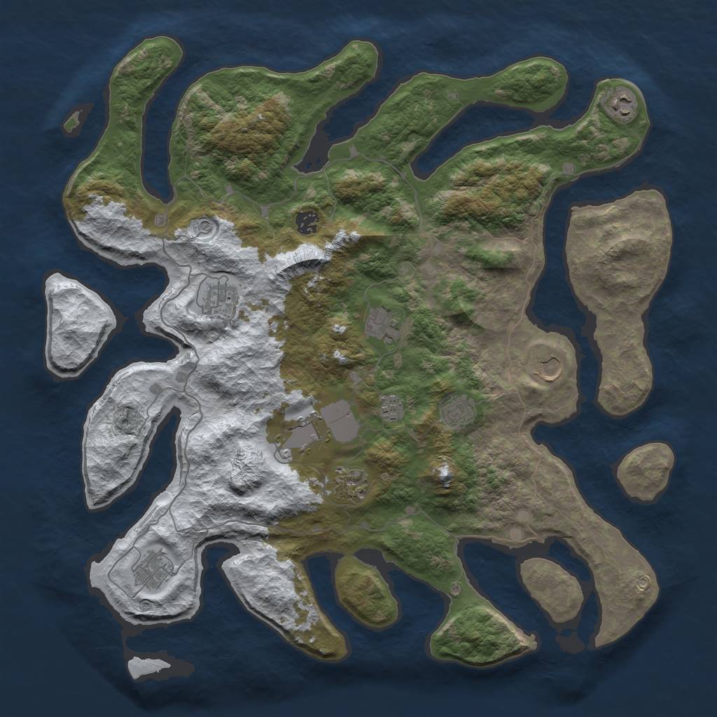 Rust Map: Barren, Size: 4500, Seed: 402290, 13 Monuments