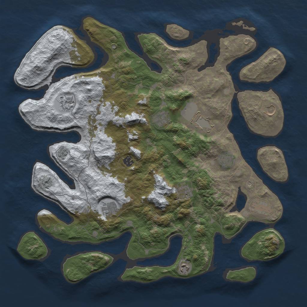 Rust Map: Barren, Size: 4500, Seed: 1922745, 14 Monuments