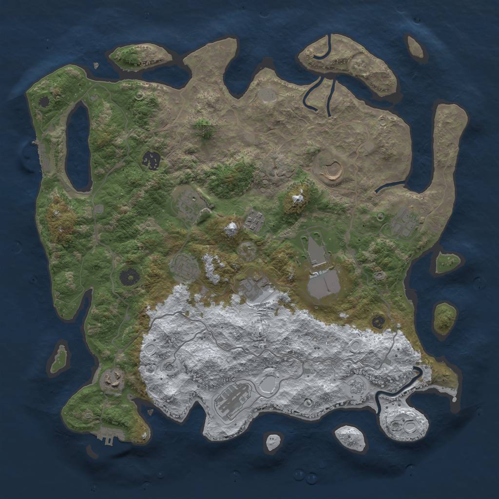 Rust Map: Procedural Map, Size: 4000, Seed: 719482653, 19 Monuments