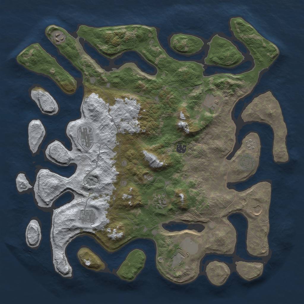 Rust Map: Barren, Size: 4500, Seed: 1281739, 13 Monuments