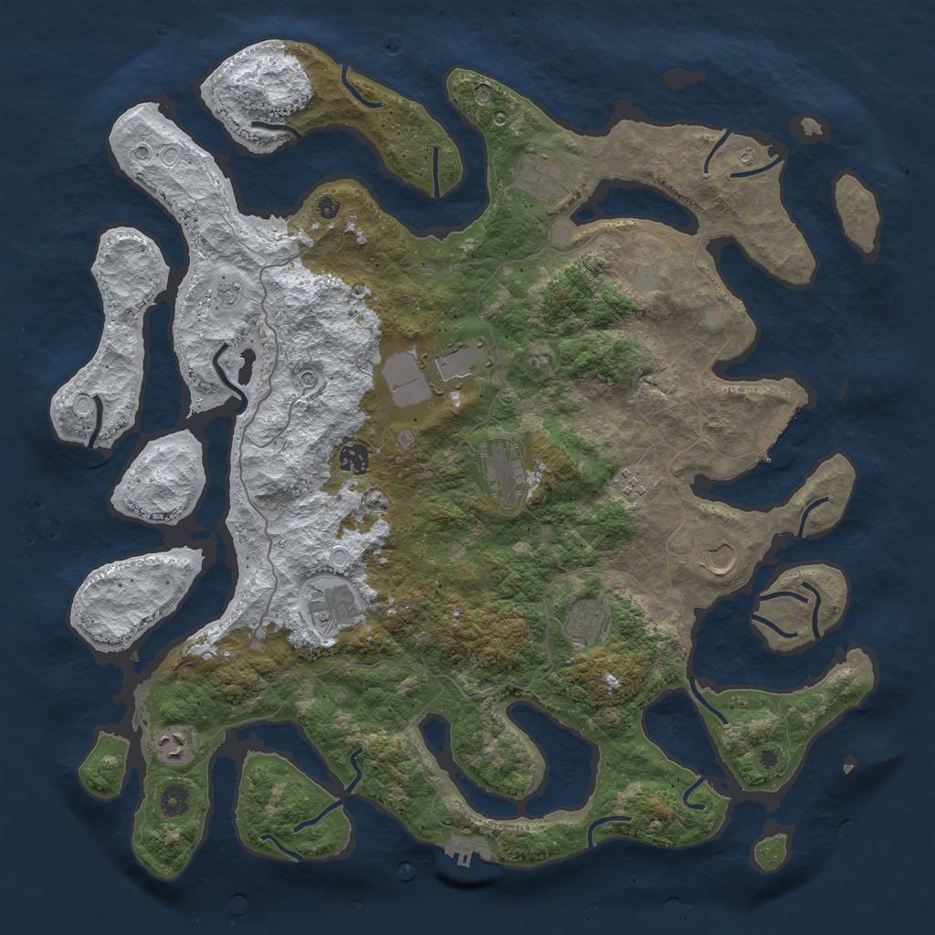 Rust Map: Procedural Map, Size: 4500, Seed: 3343998, 18 Monuments