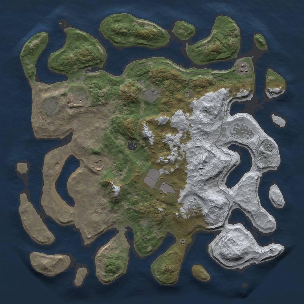 Rust Map: Barren, Size: 4500, Seed: 3227982, 13 Monuments