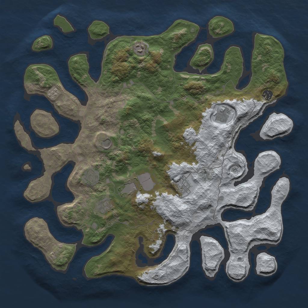 Rust Map: Barren, Size: 4500, Seed: 5375514, 12 Monuments