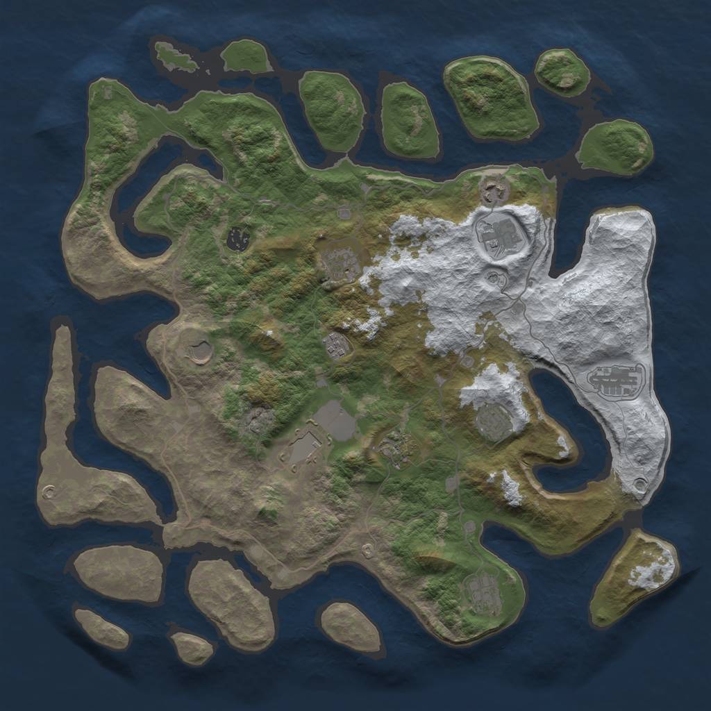 Rust Map: Barren, Size: 4500, Seed: 27978, 14 Monuments