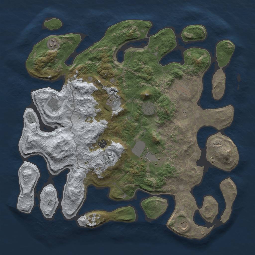 Rust Map: Barren, Size: 4500, Seed: 1856896, 13 Monuments