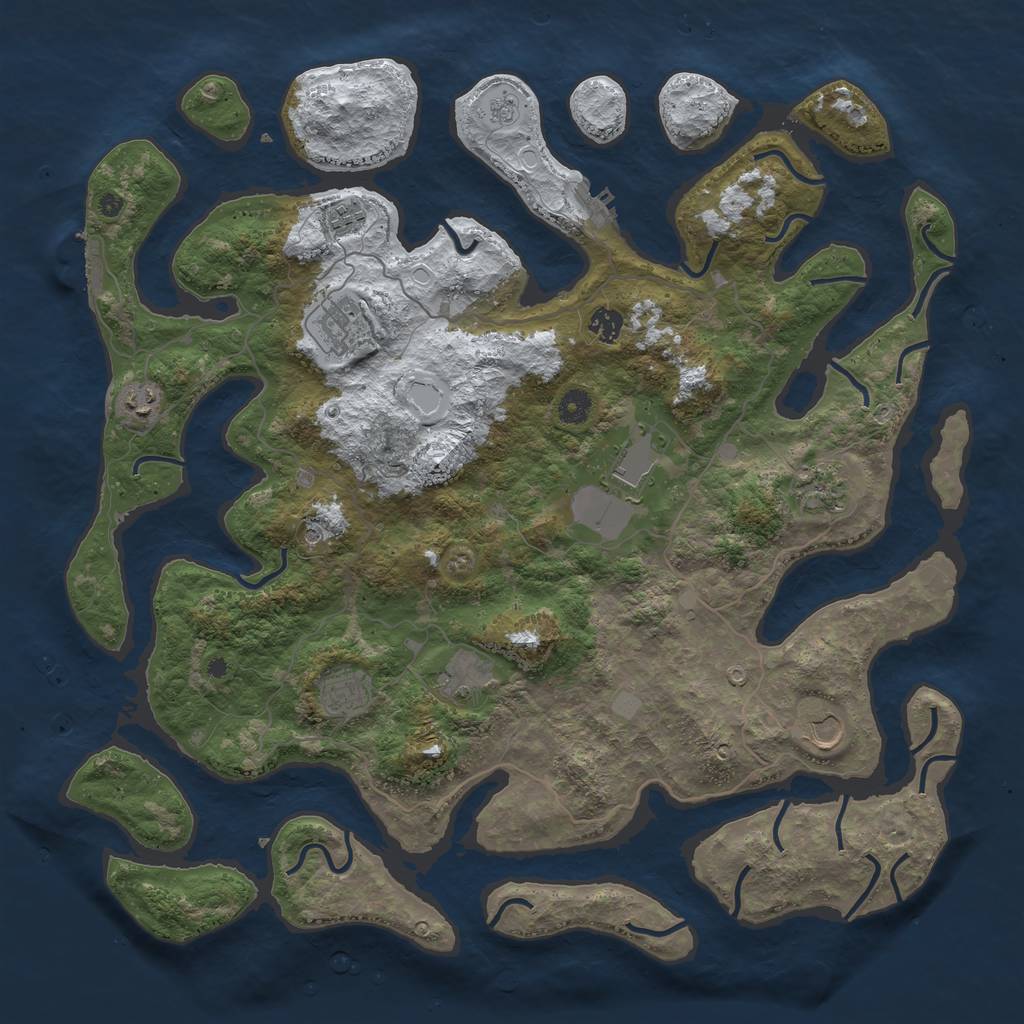 Rust Map: Procedural Map, Size: 4500, Seed: 3316731, 18 Monuments