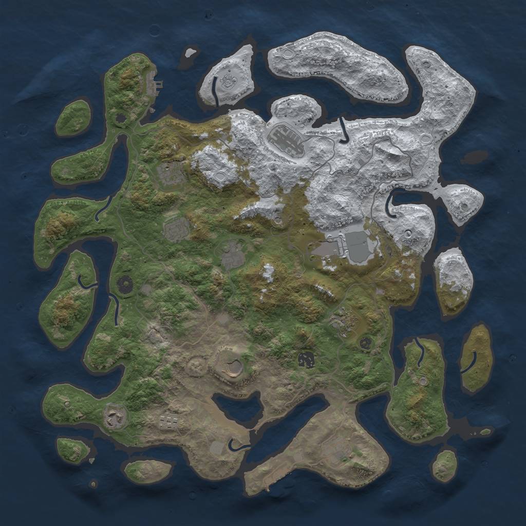 Rust Map: Procedural Map, Size: 4500, Seed: 2648303, 20 Monuments
