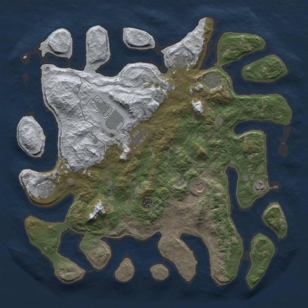 Rust Map: Barren, Size: 4500, Seed: 2246662, 12 Monuments
