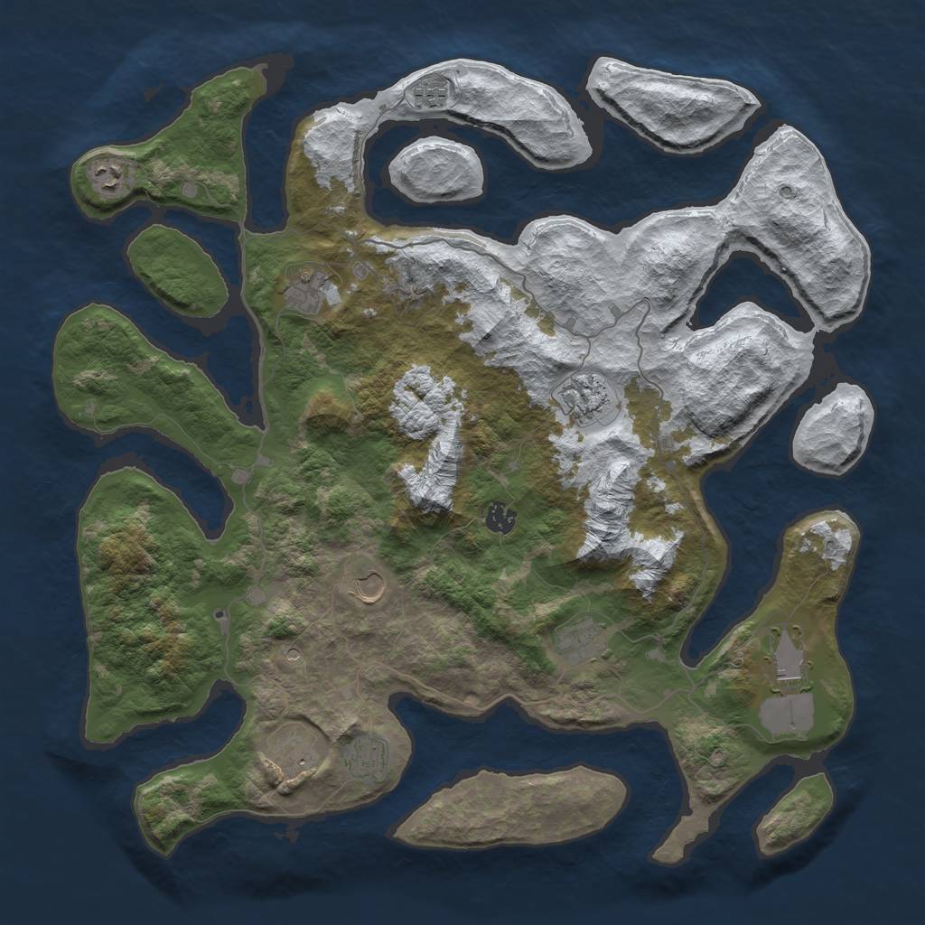 Rust Map: Barren, Size: 4500, Seed: 5272570, 13 Monuments