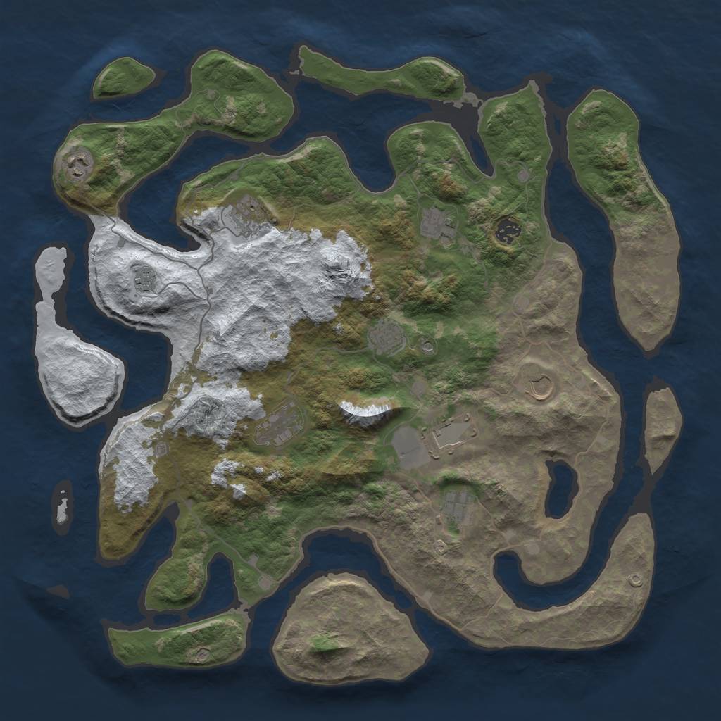 Rust Map: Barren, Size: 4500, Seed: 3576242, 13 Monuments