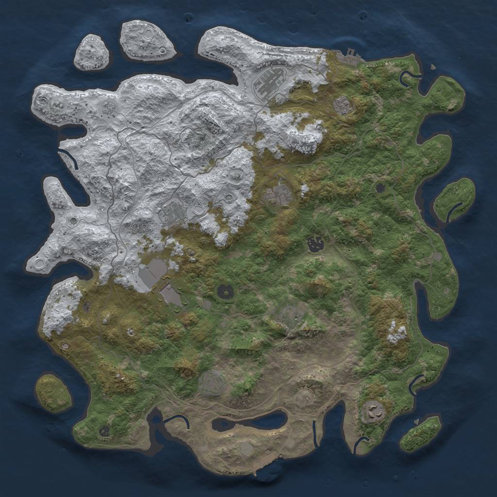 Rust Map: Procedural Map, Size: 4500, Seed: 1599073, 18 Monuments