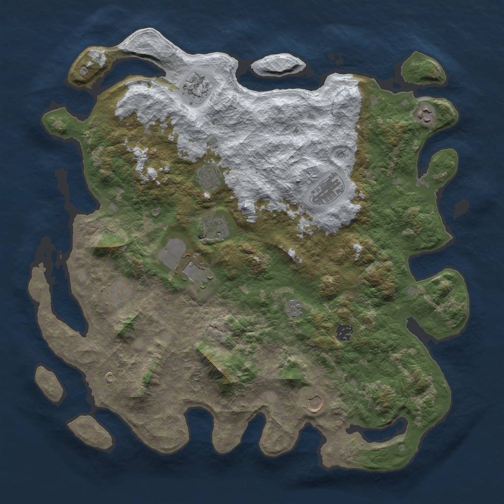 Rust Map: Barren, Size: 4500, Seed: 2525939, 13 Monuments