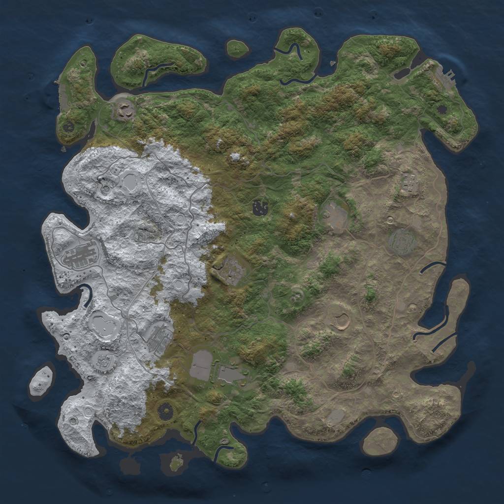 Rust Map: Procedural Map, Size: 4500, Seed: 5334645, 19 Monuments