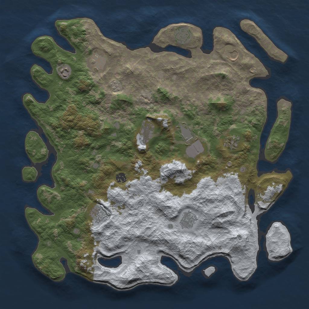 Rust Map: Barren, Size: 4500, Seed: 1070443, 14 Monuments
