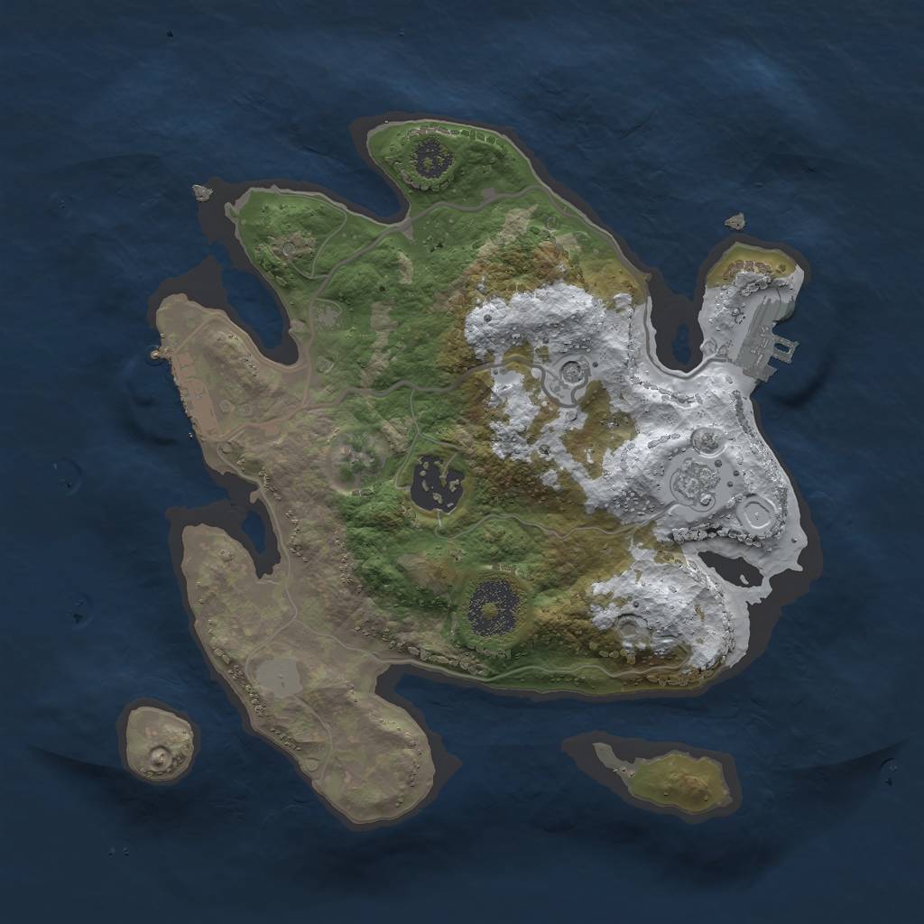 Rust Map: Procedural Map, Size: 2500, Seed: 1099127254, 10 Monuments