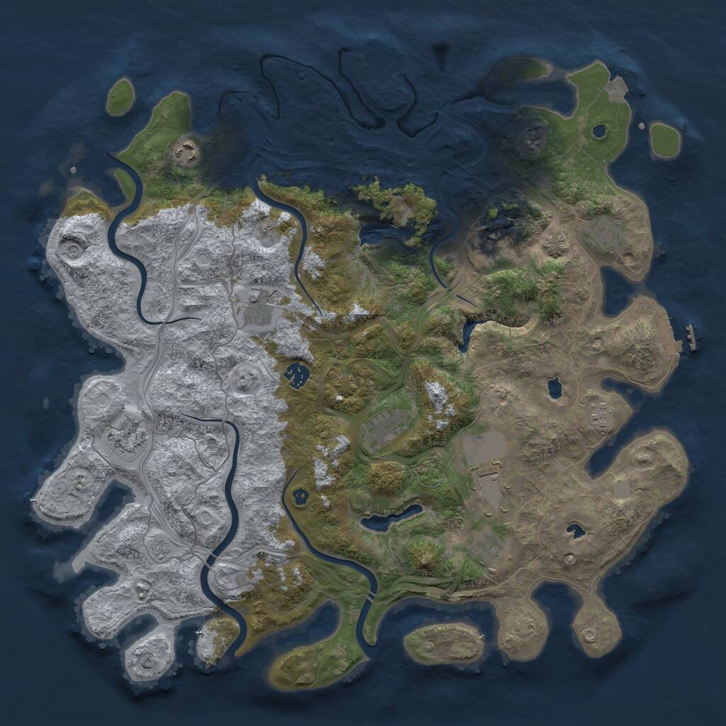 Rust Map: Procedural Map, Size: 4500, Seed: 373418, 16 Monuments