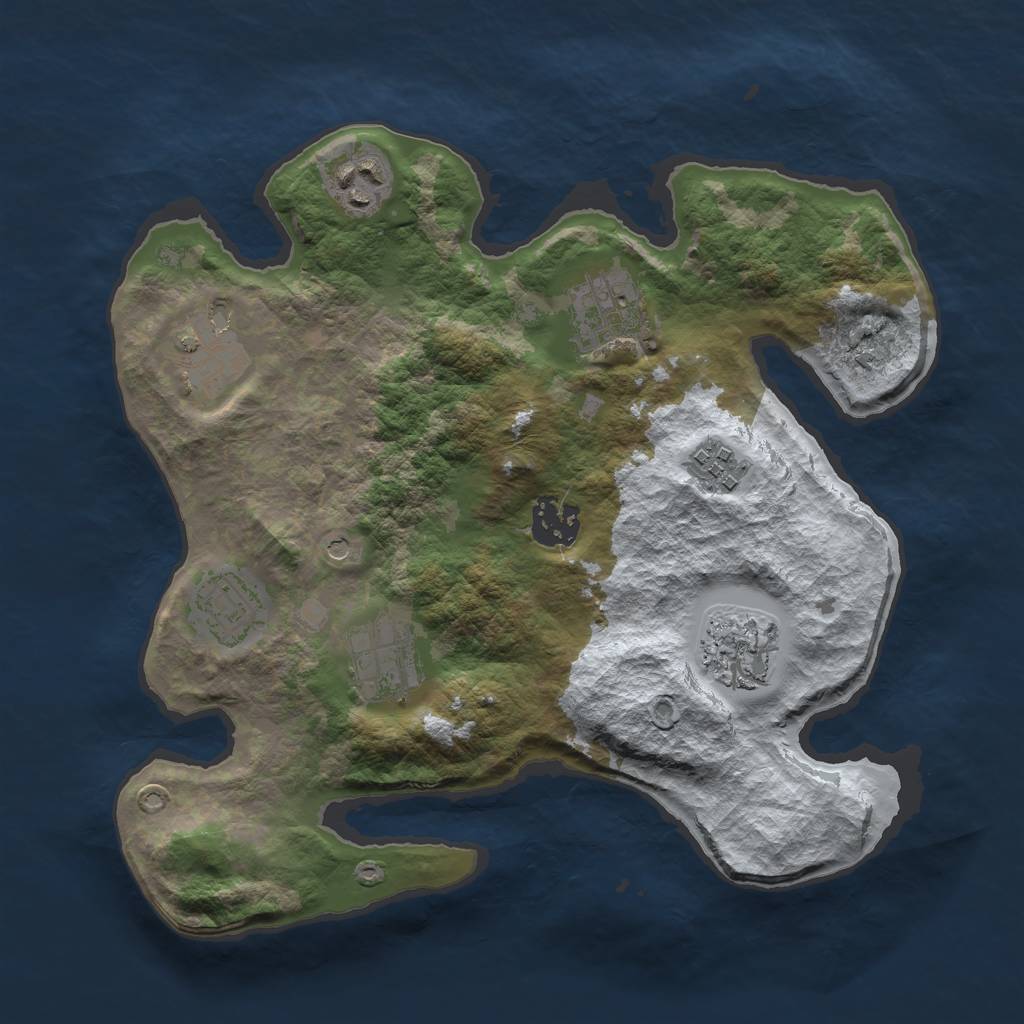 Rust Map: Barren, Size: 3000, Seed: 23345, 11 Monuments