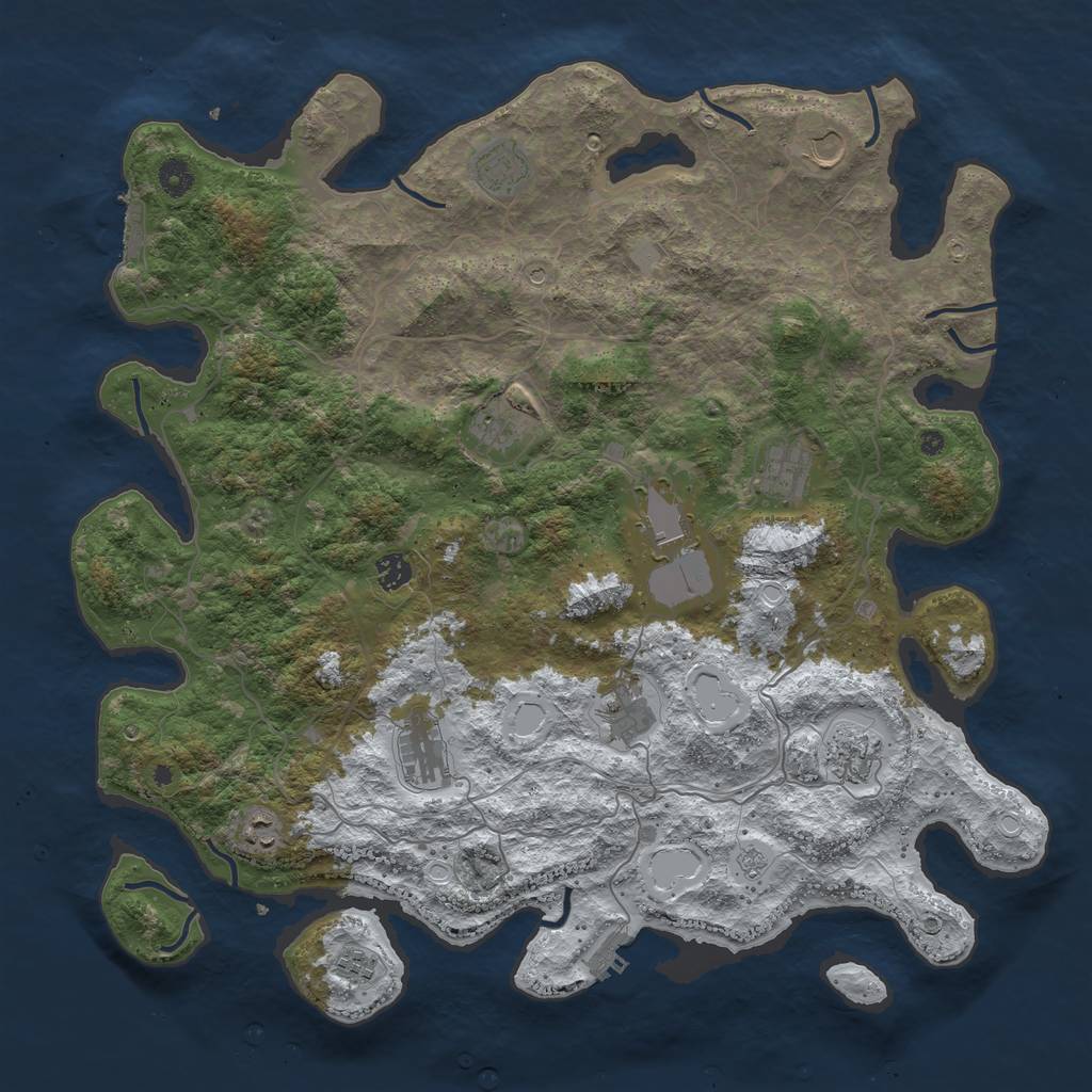 Rust Map: Procedural Map, Size: 4500, Seed: 1373899, 20 Monuments