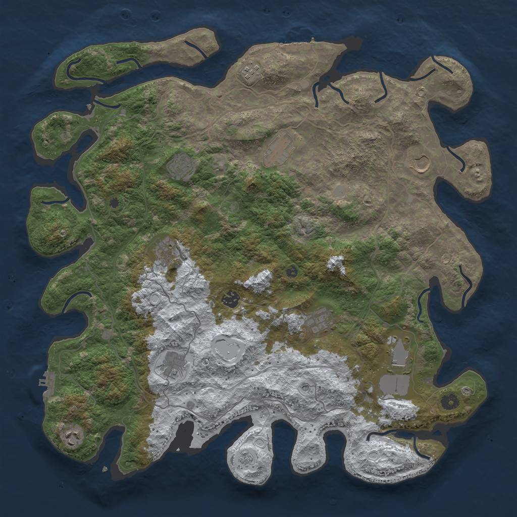 Rust Map: Procedural Map, Size: 4500, Seed: 824515, 19 Monuments