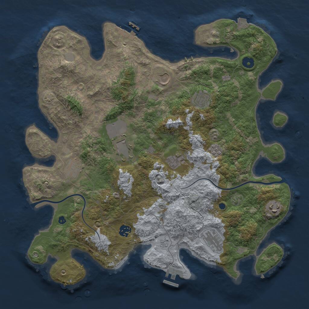Rust Map: Procedural Map, Size: 3950, Seed: 391664572, 15 Monuments