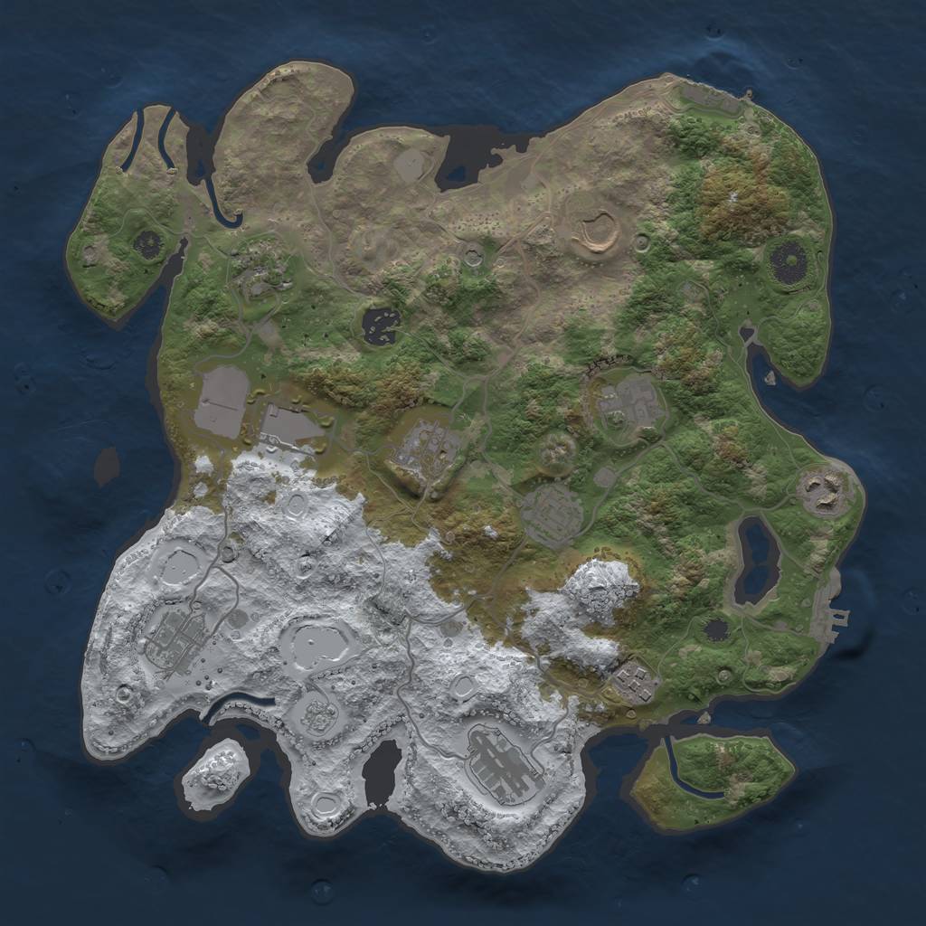 Rust Map: Procedural Map, Size: 3500, Seed: 668388, 20 Monuments