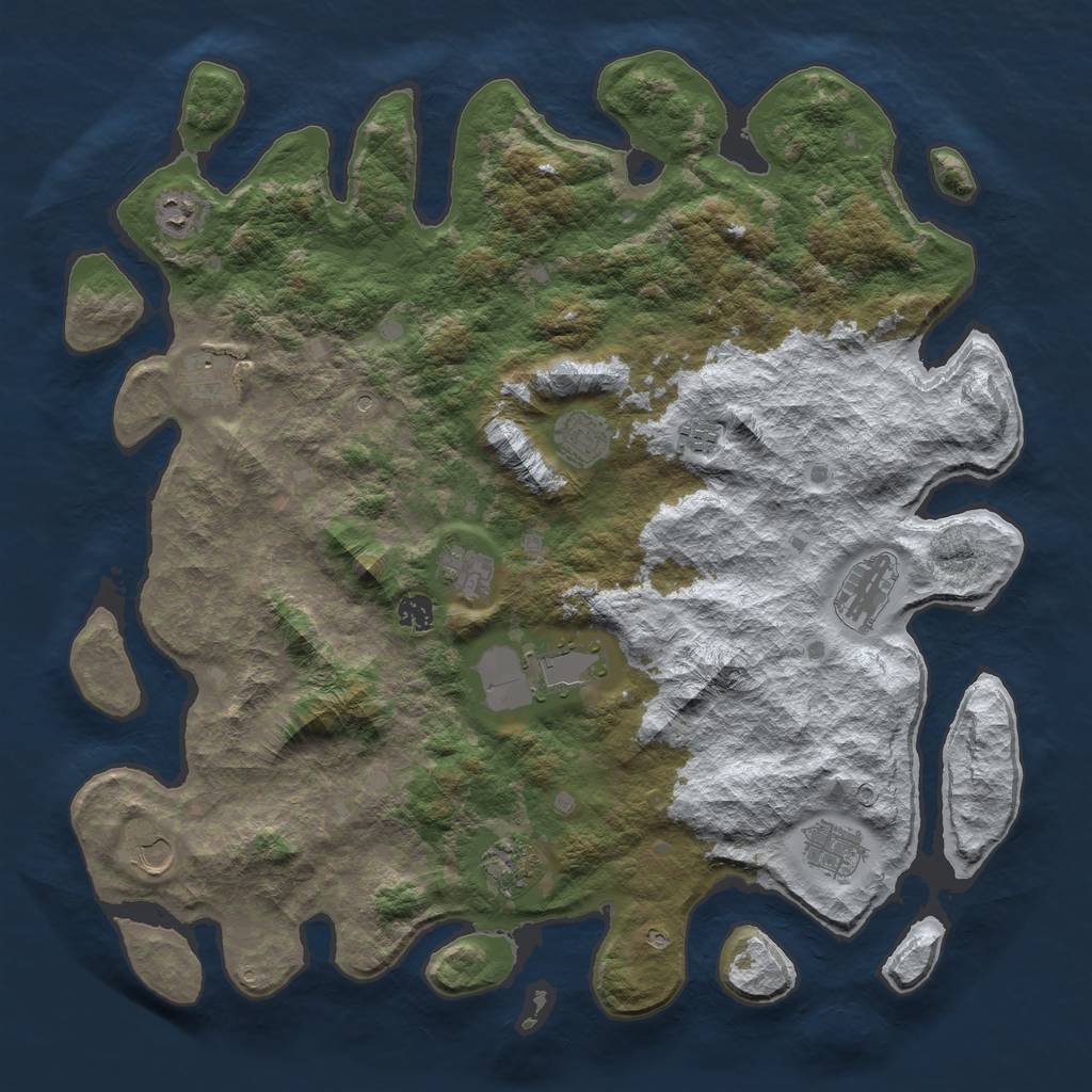 Rust Map: Barren, Size: 4500, Seed: 1666643, 14 Monuments