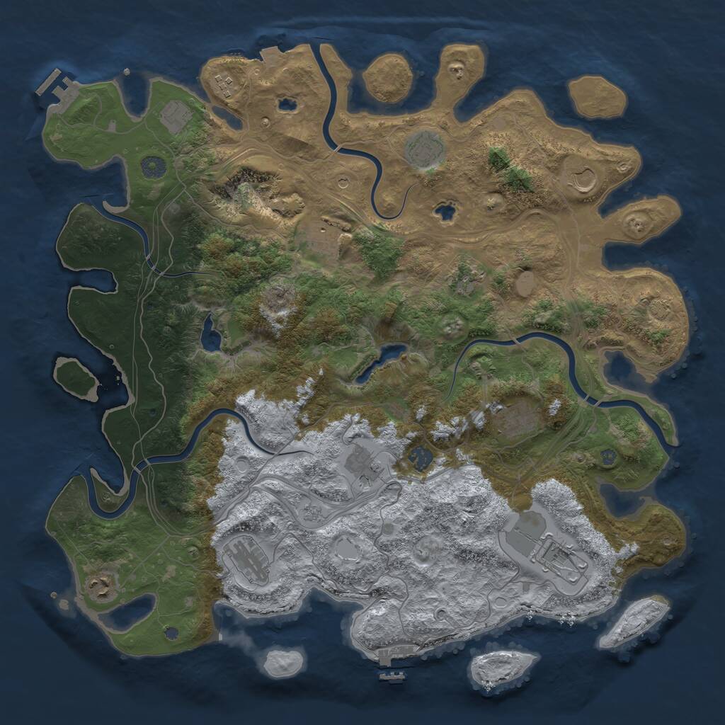 Rust Map: Procedural Map, Size: 4500, Seed: 600577, 19 Monuments