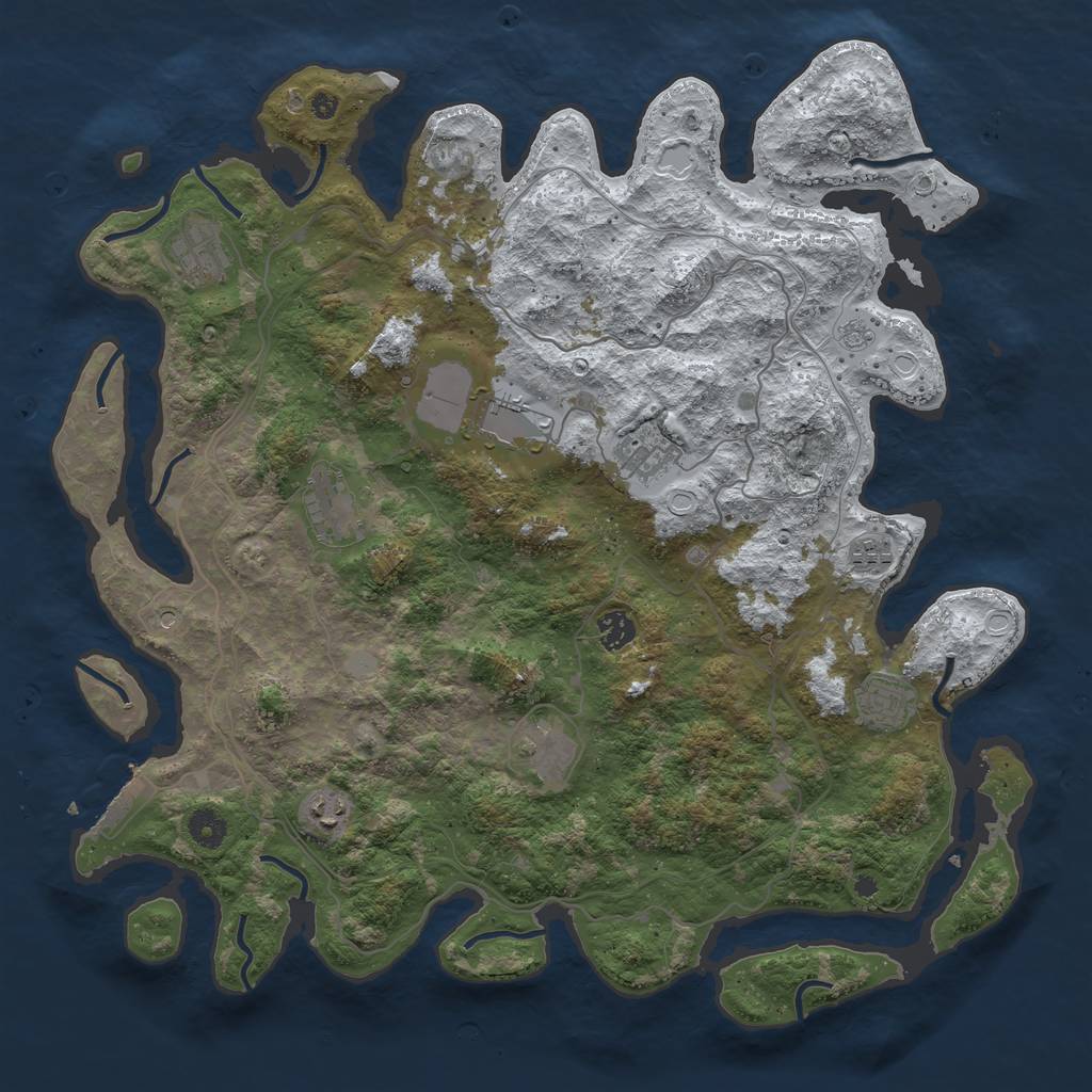 Rust Map: Procedural Map, Size: 4250, Seed: 647118910, 17 Monuments