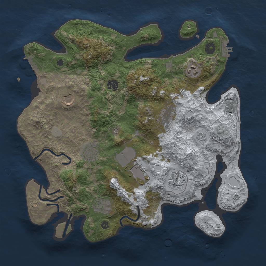 Rust Map: Procedural Map, Size: 3500, Seed: 409785117, 18 Monuments