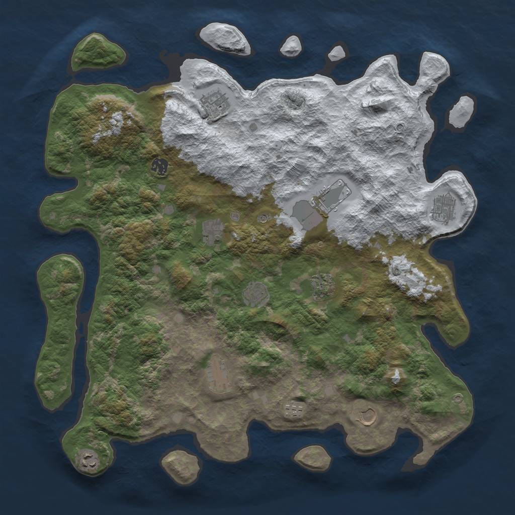 Rust Map: Barren, Size: 4500, Seed: 746483, 14 Monuments