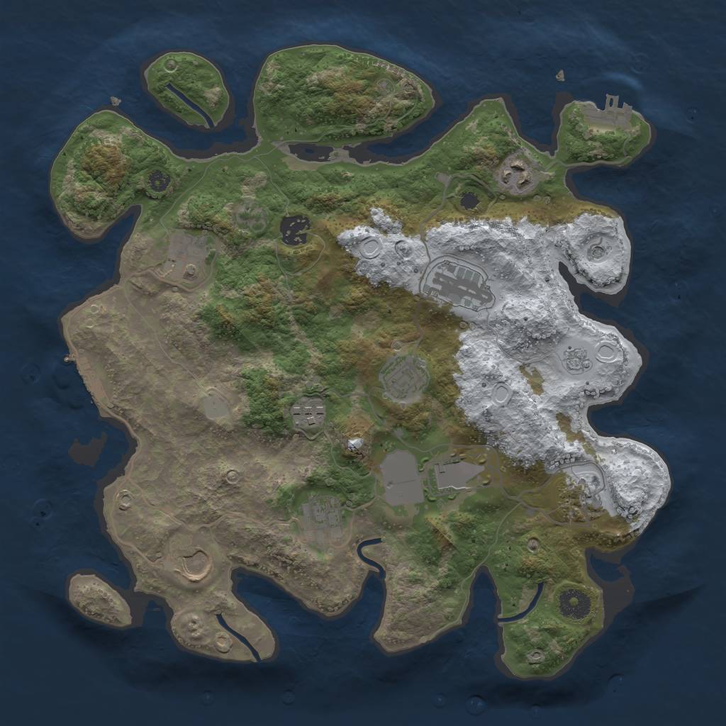 Rust Map: Procedural Map, Size: 3500, Seed: 387542103, 19 Monuments
